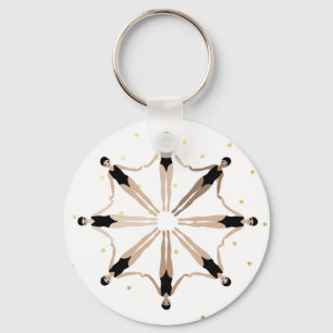 Porte-clés Modern Artistic Synchronized Swimmers Gold Dots