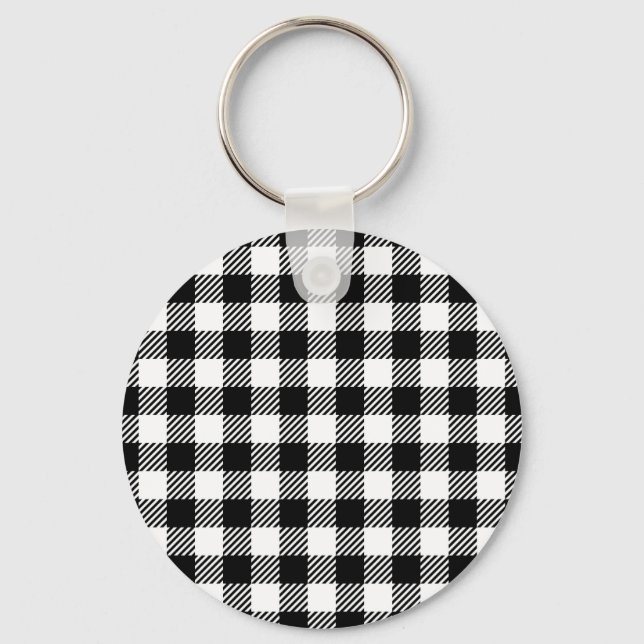 Porte-clés Modern Black and White Buffalo Check Gingham (Recto)