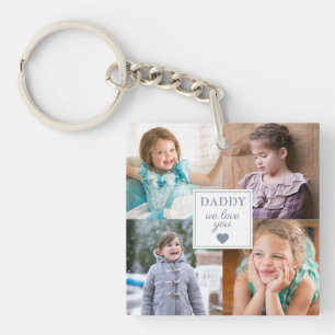 Porte-clés Modern Daddy We Love You 4 Photo Collage