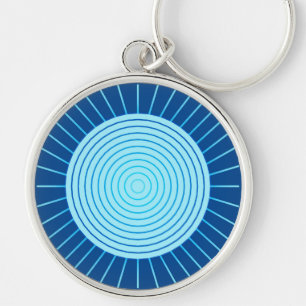 Porte-clés Modern Geometric Sunburst - Cobalt Blue and Aqua