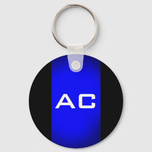 Porte-clés Modern Monogram Blue Black Plain