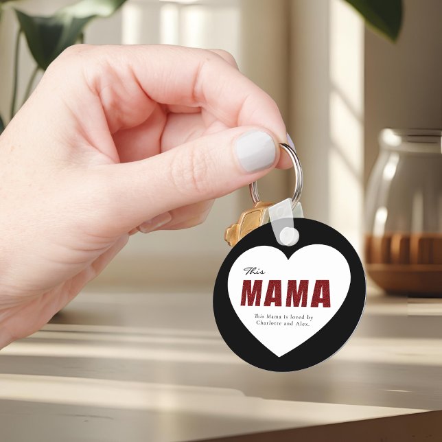 Porte-clés Modern Personalized Mama Heart Keychain (Créateur téléchargé)
