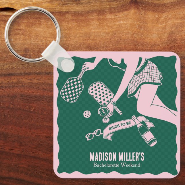Porte-clés Modern Pickleball & Prosecco Bachelorette Weekend (Recto)