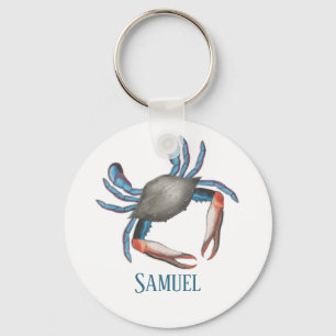 Porte-clés Modern Simple Ocean Blue Crab Nautical Coastal