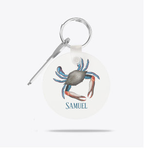 Porte-clés Modern Simple Ocean Blue Crab Nautical Coastal