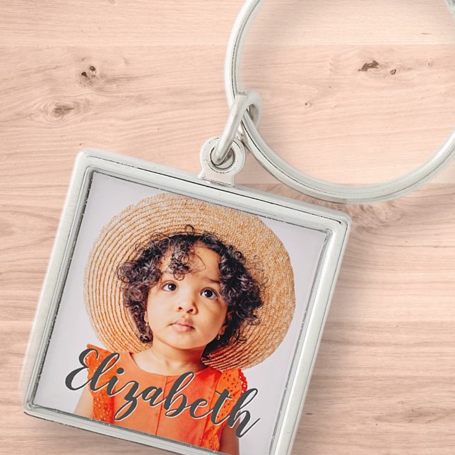 Porte-clés Modern Simple Script Ajouter votre nom et photo (Créateur téléchargé)