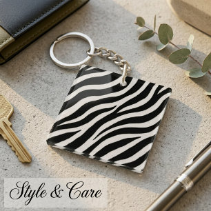 Porte-clés moderne à motif zèbre Accessoire élégan