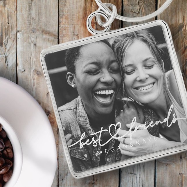 Porte-clés Moderne Chic Coeur Best Friends Besties BFF Photo (Créateur téléchargé)
