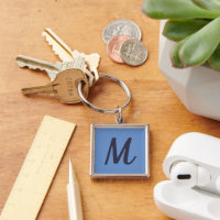 Moderne Élégant Bleu Indigo Monogramme Cornflower