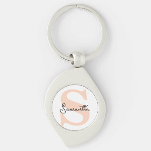 Porte-clés Moderne Elégant Personnalisé Monogramme rose initi