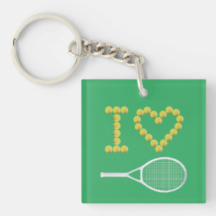 Porte-clés Moderne I Love Tennis Green