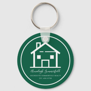 Porte-clés Moderne minimaliste Immobilier Vert personnalisé