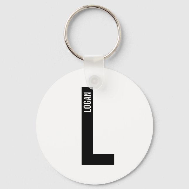 Porte-clés Moderne Monogramme Gras Personnalisé et Nom (Recto)