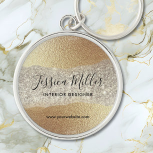 Porte-clés Moderne Pailleté de Diamant en Or Faux Luxe Glam