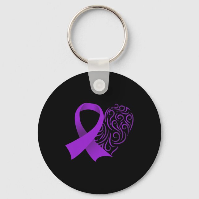 Porte-clés Mois de sensibilisation à l'épilepsie Purple Ribbo (Recto)