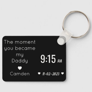 Porte-clés Moment personnalisé pour Papa, heure de naissance