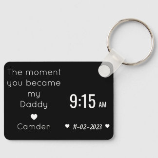 Porte-clés Moment personnalisé pour Papa, heure de naissance