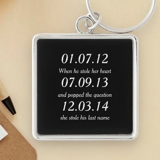 Porte-clés Moments Romantiques Dates Personnalisées Mariage S