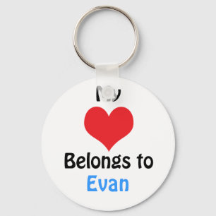 Porte-clés Mon coeur appartient à Evan