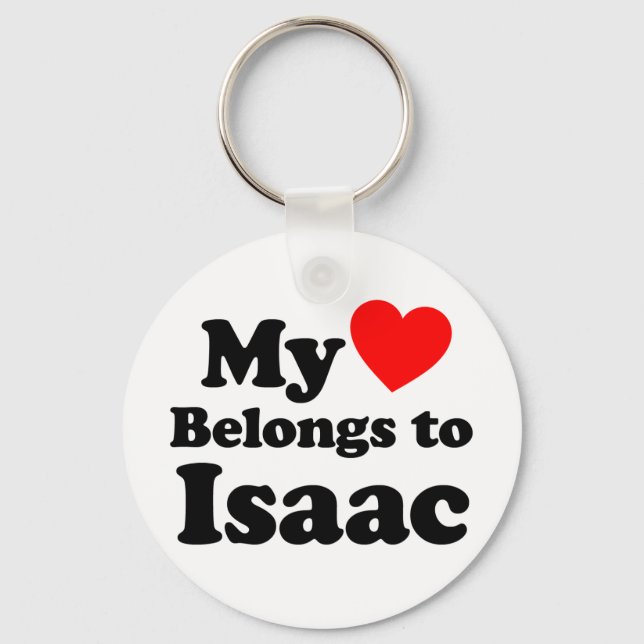Porte-clés Mon coeur appartient à Isaac (Recto)