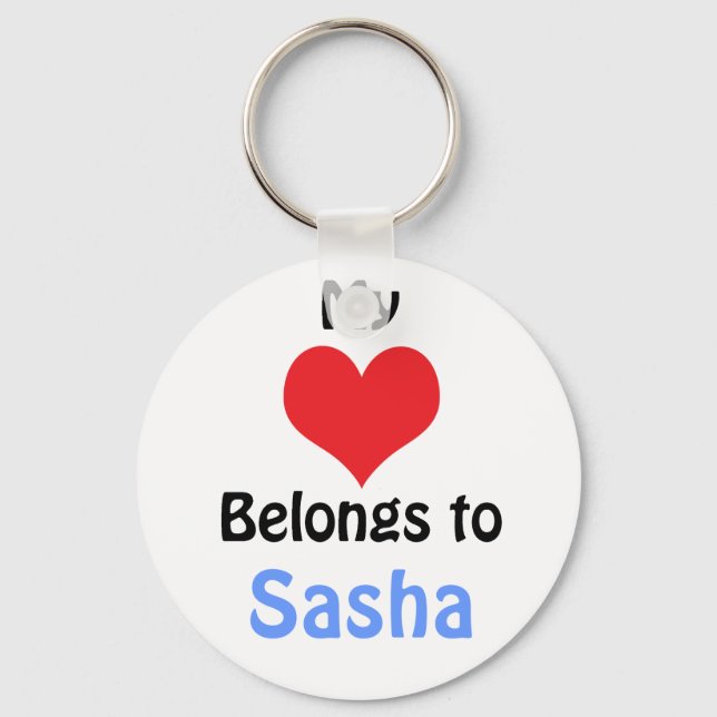 Porte-clés Mon coeur appartient à Sasha (Recto)
