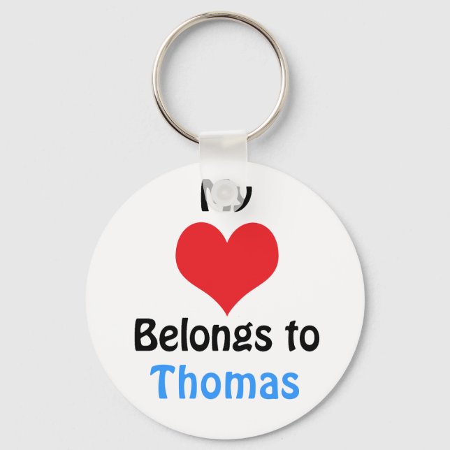 Porte-clés Mon coeur appartient à Thomas (Recto)
