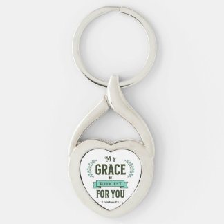 Porte-clés Mon Grâce est Suffisante Écriture Teal