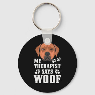 Porte-clés Mon thérapeute fait Woof, Rhodesian Ridgeback