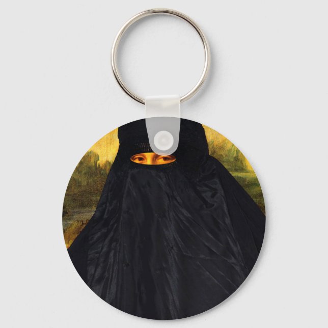 Porte-clés Mona Lisa cachée derrière la burqa (Recto)