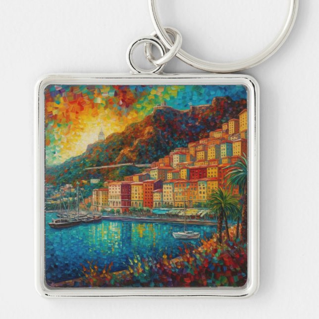 Porte-clés Monaco, Monte-Carlo Bay en style van Gogh (Devant)
