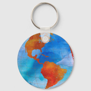 Porte-clés Monde aquarelle