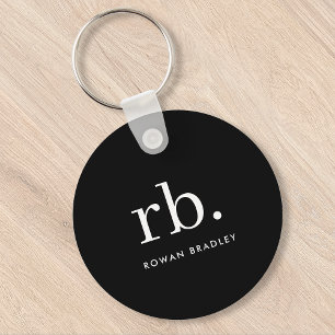 Porte-clés Monogram Classic Elegant Minimum Black and White