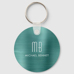 Porte-clés Monogram Green Faux Brushed Metal