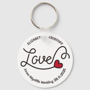 Porte-clés Monogram Love Modern Typography Art Red Heart