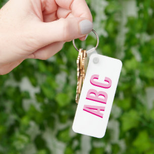 Porte-clés Monogramme à 3 lettres rose empilé gras