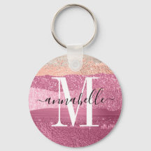 Monogramme à Parties scintillant brossée rose méta