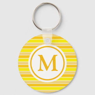 Porte-clés Monogramme à rayures horizontales jaune et orange
