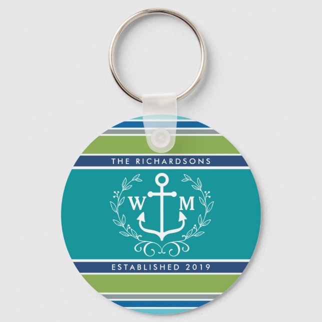Porte-clés Monogramme Ancre Laurel Frappes de courroies Nauti (Recto)