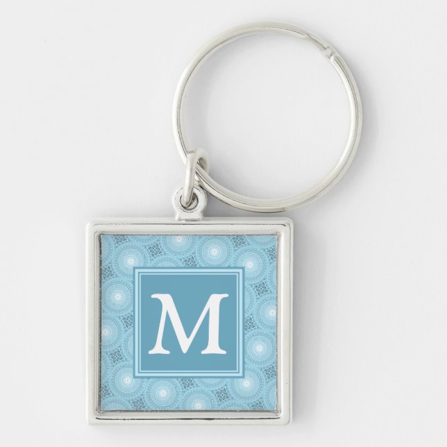 Porte-clés Monogramme ange bleu cercles motif (Devant)