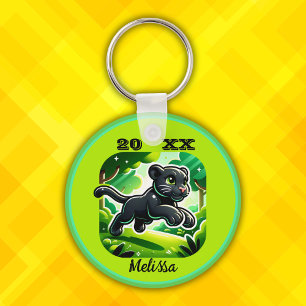 Porte-clés Monogramme avec cub panthère noir et vert