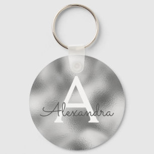 Porte-clés Monogramme avec feuille d'argent et éclat
