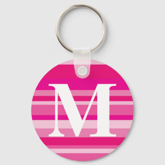 Porte-clés Monogramme avec un Arrière - plan rayé coloré - M