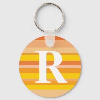 Porte-clés Monogramme avec un Arrière - plan rayé coloré - R