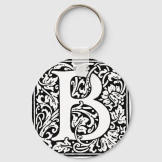 Porte-clés Monogramme B initial. Nom customisé Modèle floral