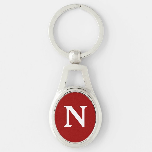 Porte-clés Monogramme blanc rouge (Devant)