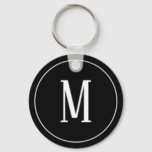 Porte-clés Monogramme blanc sur Porte - clé noir
