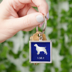 Porte-clés Monogramme Bleu Silver Chien Espagnol