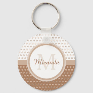 Porte-clés Monogramme Brown et blanc avec nom