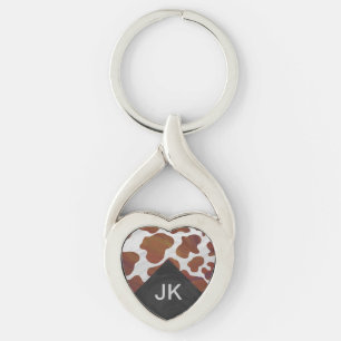 Porte-clés Monogramme Brown et blanc de vache