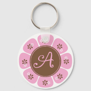 Porte-clés Monogramme Brown et rose A